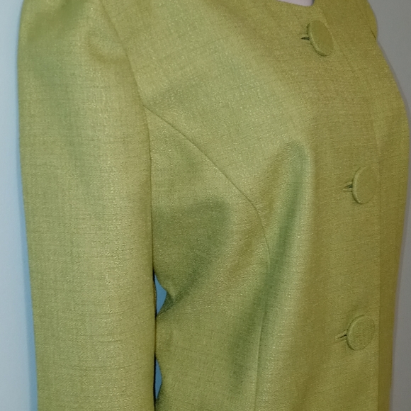 Leslie‎ Fay Jacket Size 14 Lime Green 100% Polyester 3 Buttons - Picture 6 of 13